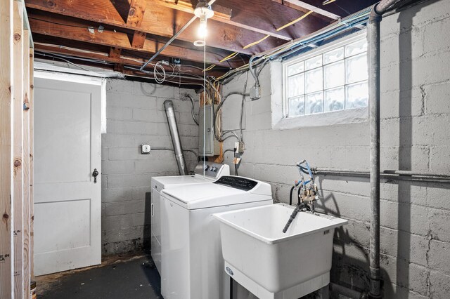 3806 Jackson St NE, Columbia Heights, MN 55421 - laundry room featuring washer and clothes dryer and electric panel