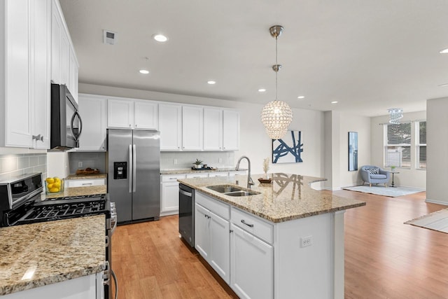 732 Wildflower Ln, Chanhassen, MN 55317 - kitchen featuring appliances with stainless steel finishes, tasteful backsplash, white cabinets, and recessed lighting