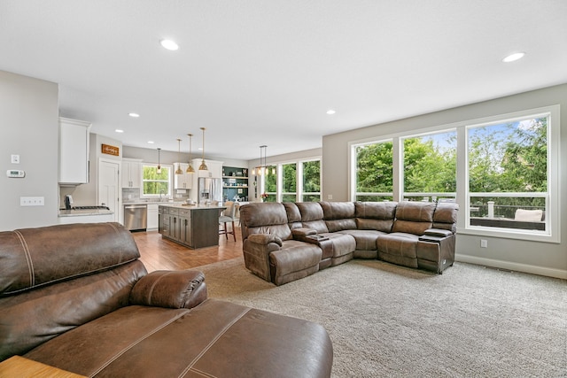 19550 Albany Cir NW, Elk River, MN 55330 - living area with recessed lighting and baseboards