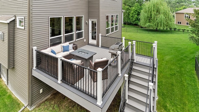 19550 Albany Cir NW, Elk River, MN 55330 - deck with an outdoor living space and a yard