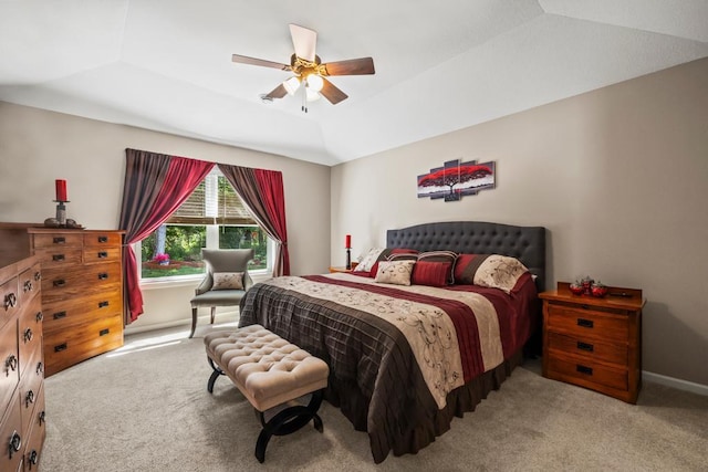 722 Hilltop Dr, Taylors Falls, MN 55084 - carpeted bedroom with a tray ceiling and ceiling fan