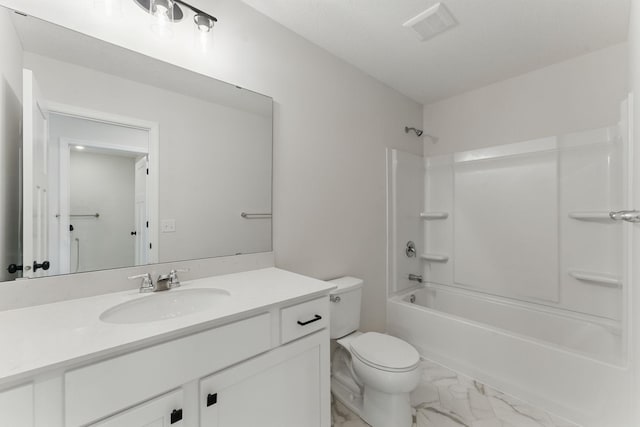 2726 Kepler Ave NE, Saint Michael, MN 55376 - full bath with marble finish floors, vanity, and shower / bathtub combination