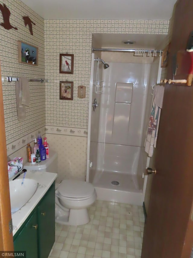 9429 Jeske Ave NW, Corinna Twp, MN 55302 - full bathroom with tile walls, vanity, and a stall shower