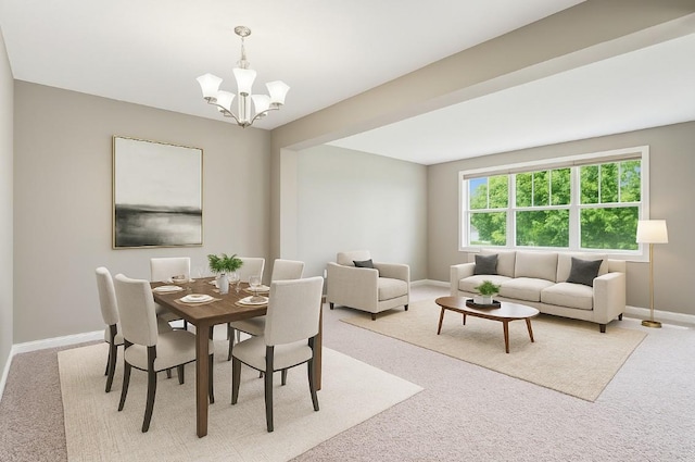 9721 Emerson Ct, Eden Prairie, MN 55347 - dining area with light carpet and a chandelier