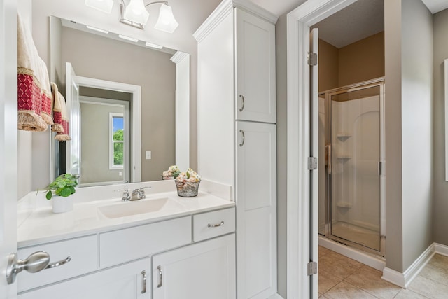 9721 Emerson Ct, Eden Prairie, MN 55347 - full bath with vanity, a shower stall, and tile patterned floors