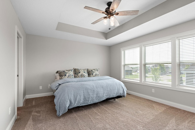14675 77th St NE, Otsego, MN 55330 - bedroom with carpet flooring, a raised ceiling, and a ceiling fan