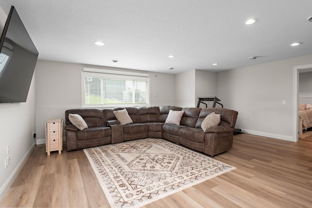 14675 77th St NE, Otsego, MN 55330 - living area featuring light wood-style floors, recessed lighting, and a textured ceiling