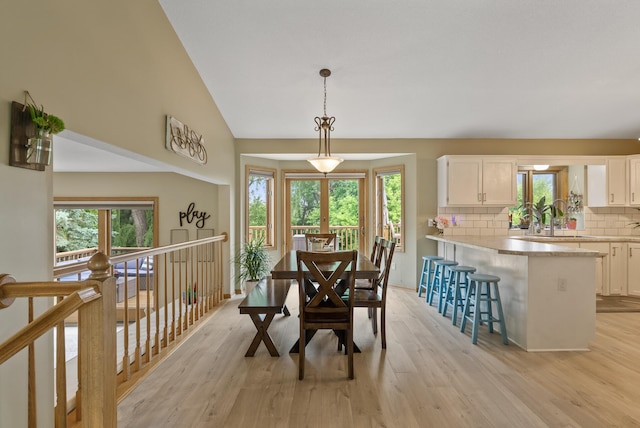 5278 River Wood Dr, Savage, MN 55378 - dining area featuring plenty of natural light, light wood-type flooring, and vaulted ceiling
