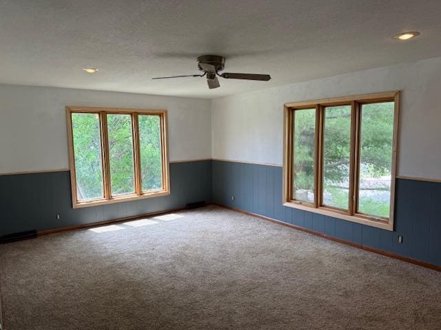 103 Circle Dr, Jackson, MN 56143 - empty room featuring ceiling fan, wainscoting, carpet, and recessed lighting