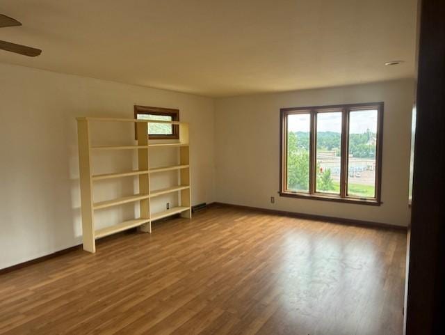 103 Circle Dr, Jackson, MN 56143 - empty room featuring healthy amount of natural light, wood finished floors, and a ceiling fan