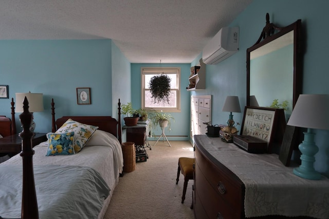 1138 Wintergreen Ln NE, Bemidji, MN 56601 - carpeted bedroom with a wall mounted AC and a textured ceiling