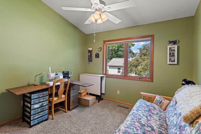 17317 Faraday Ct, Lakeville, MN 55024 - office featuring carpet floors, a ceiling fan, and vaulted ceiling