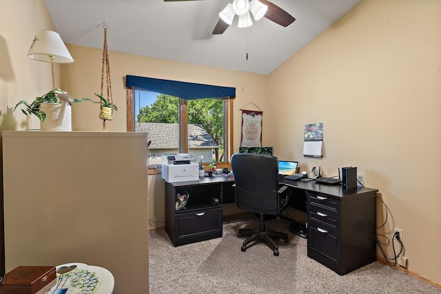 17317 Faraday Ct, Lakeville, MN 55024 - office space with ceiling fan, light carpet, and lofted ceiling