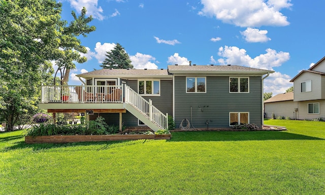 17317 Faraday Ct, Lakeville, MN 55024 - rear view of property featuring a yard, a deck, and stairs