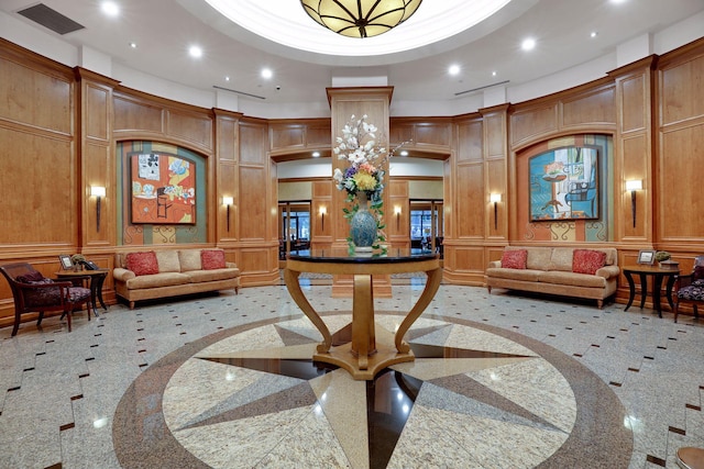 1020 Portland Ave, Minneapolis, MN 55404 - building lobby featuring a decorative wall, recessed lighting, and a towering ceiling