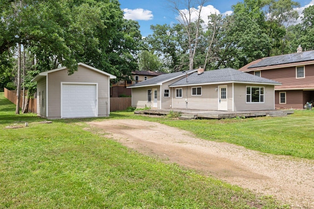 2070 Racine Ave S, Lake Saint Croix Beach, MN 55043 - ranch-style home with driveway, an outdoor structure, and a garage