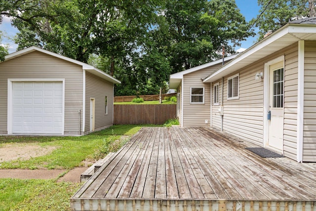 2070 Racine Ave S, Lake Saint Croix Beach, MN 55043 - wooden deck with an outdoor structure and a garage
