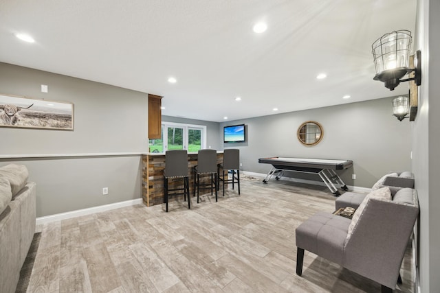 26659 145th St NW, Zimmerman, MN 55398 - living room featuring recessed lighting, light wood-style floors, and billiards table