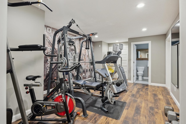 26659 145th St NW, Zimmerman, MN 55398 - workout area featuring recessed lighting and wood finished floors