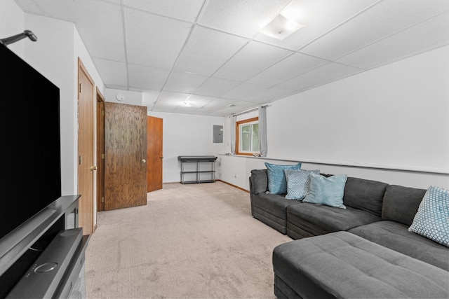 14258 Towers Ln, Eden Prairie, MN 55347 - carpeted living room featuring a drop ceiling and electric panel