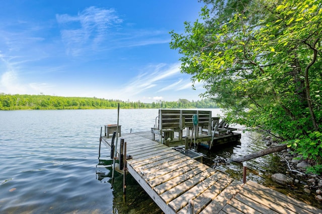 43784 Spider Lake Rd, Marcell, MN 56657 - dock featuring a water view and boat lift