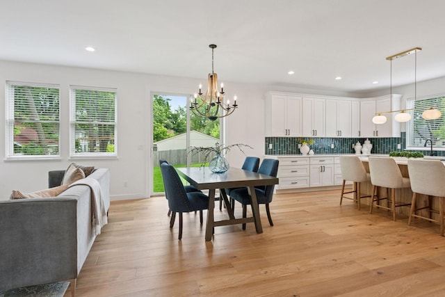 5043 42nd Ave S, Minneapolis, MN 55417 - dining space featuring a chandelier, light wood-style floors, and recessed lighting