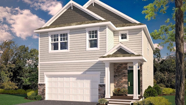 6574 208th St W, Farmington, MN 55024 - craftsman inspired home featuring stone siding, a garage, and asphalt driveway