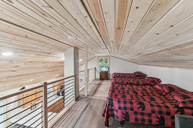 47235 184th Ave, Mcgregor, MN 55760 - carpeted bedroom with wood ceiling and lofted ceiling