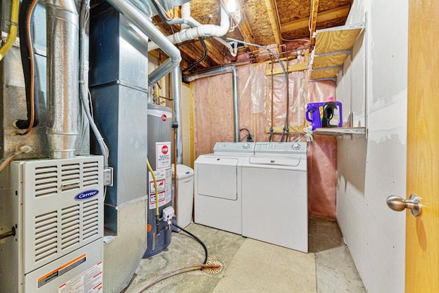 4929 Valley Dr NW, Rochester, MN 55901 - laundry room featuring separate washer and dryer, gas water heater, and heating unit
