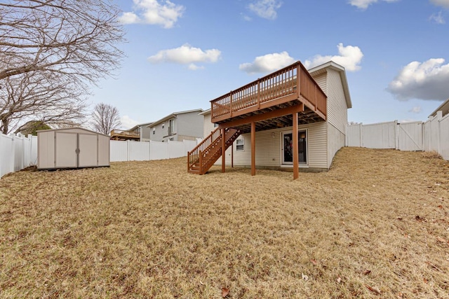 4929 Valley Dr NW, Rochester, MN 55901 - back of house featuring a deck, a fenced backyard, and stairway