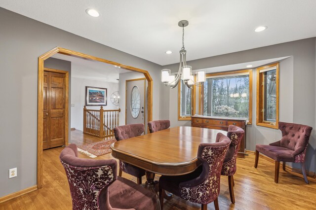 8011 County Road 13 SE, Delano, MN 55328 - dining room with a chandelier, light wood-style floors, and recessed lighting
