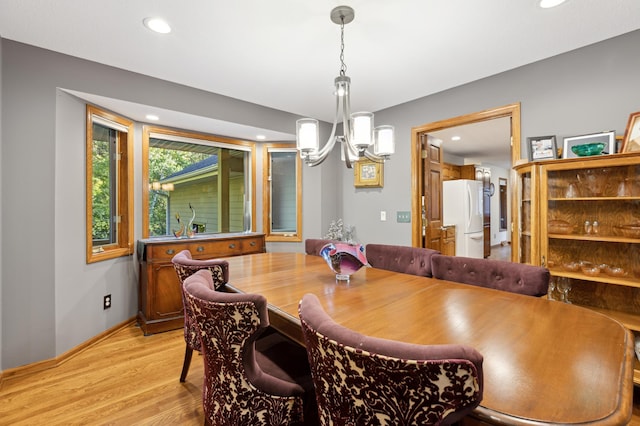 8011 County Road 13 SE, Delano, MN 55328 - dining space featuring a chandelier, light wood finished floors, and recessed lighting