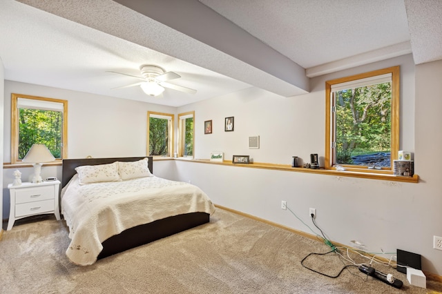 8011 County Road 13 SE, Delano, MN 55328 - bedroom featuring carpet floors, a textured ceiling, and ceiling fan