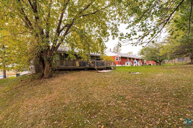 126 Niagara St, Duluth, MN 55811 - view of green lawn featuring a wooden deck