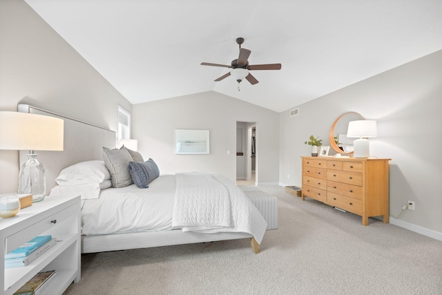 13332 Coachford Ave, Rosemount, MN 55068 - bedroom featuring vaulted ceiling, light colored carpet, and ceiling fan