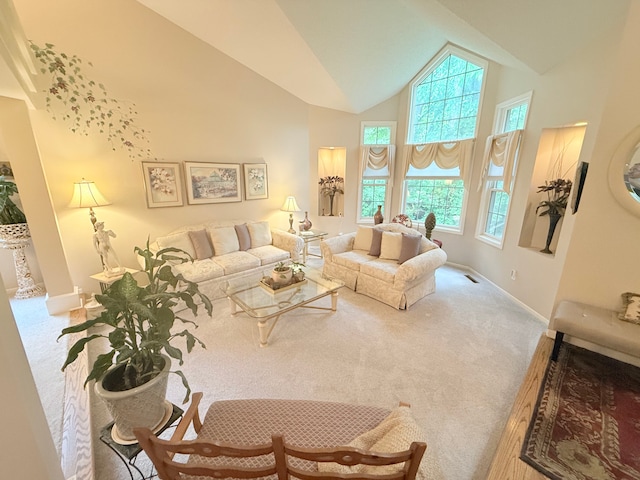 2228 Douglynn Ln, Saint Paul, MN 55119 - carpeted living room with plenty of natural light and high vaulted ceiling