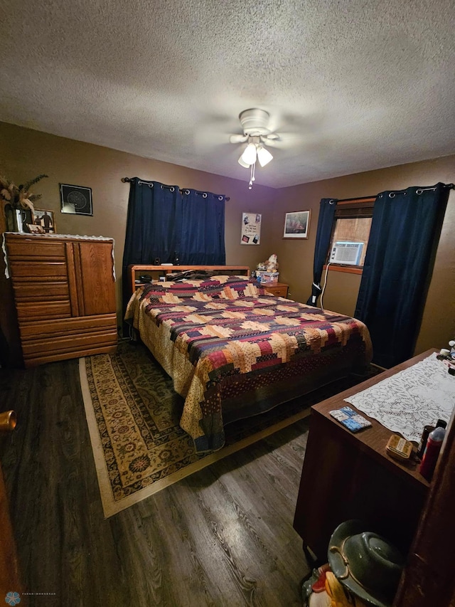 147 5th St, Felton, MN 56536 - bedroom with wood finished floors, a textured ceiling, a ceiling fan, and cooling unit