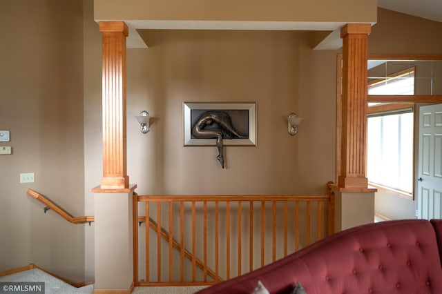 14578 Hunters Ln, Savage, MN 55378 - stairway with decorative columns and carpet flooring