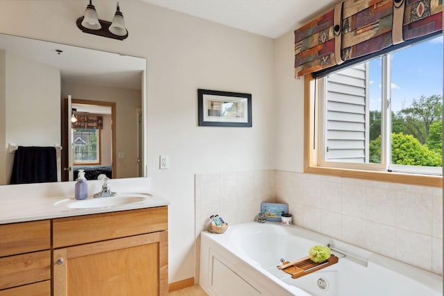 844 Coon Rapids Boulevard Extension NW, Coon Rapids, MN 55433 - bathroom with plenty of natural light, vanity, and a whirlpool tub