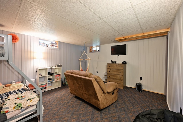 14102 Eau Claire Acres Cir, Gordon, WI 54838 - living room with carpet and a paneled ceiling