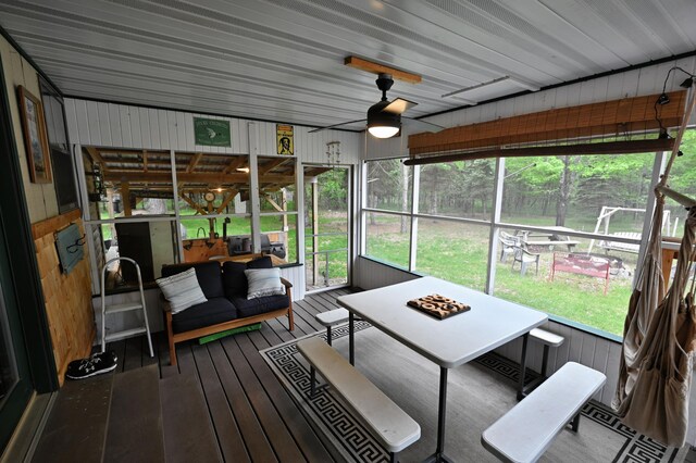 14102 Eau Claire Acres Cir, Gordon, WI 54838 - sunroom / solarium with a ceiling fan