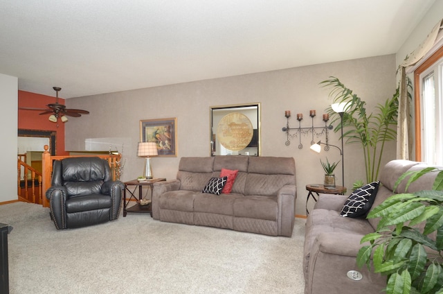 6441 Arthur St NE, Fridley, MN 55432 - living room featuring carpet and a ceiling fan
