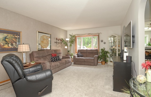 6441 Arthur St NE, Fridley, MN 55432 - carpeted living area featuring arched walkways