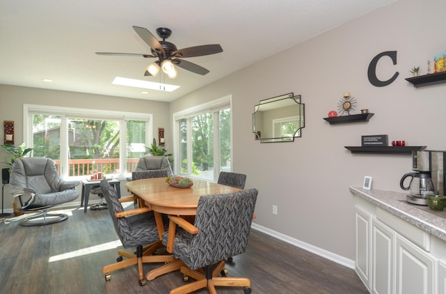 6441 Arthur St NE, Fridley, MN 55432 - dining space with ceiling fan, dark wood-type flooring, and recessed lighting