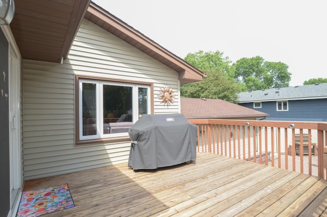 6441 Arthur St NE, Fridley, MN 55432 - wooden deck featuring grilling area