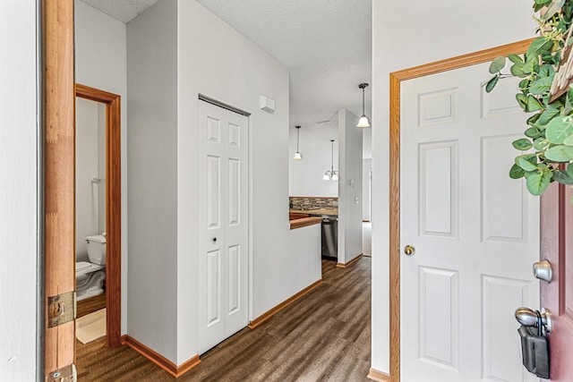 1587 Liberty St, Shakopee, MN 55379 - hall featuring dark wood finished floors and a textured ceiling