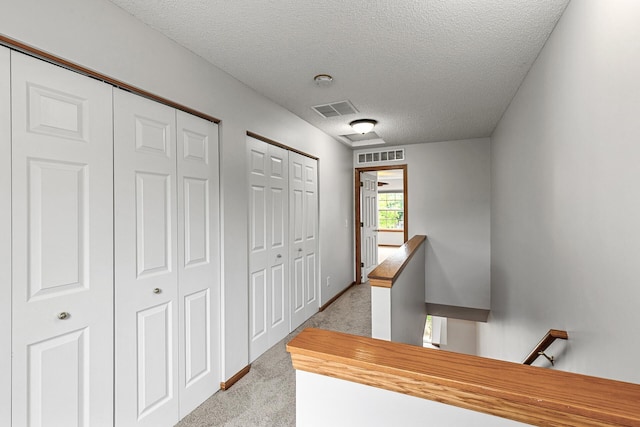 1587 Liberty St, Shakopee, MN 55379 - corridor with an upstairs landing, carpet, and a textured ceiling