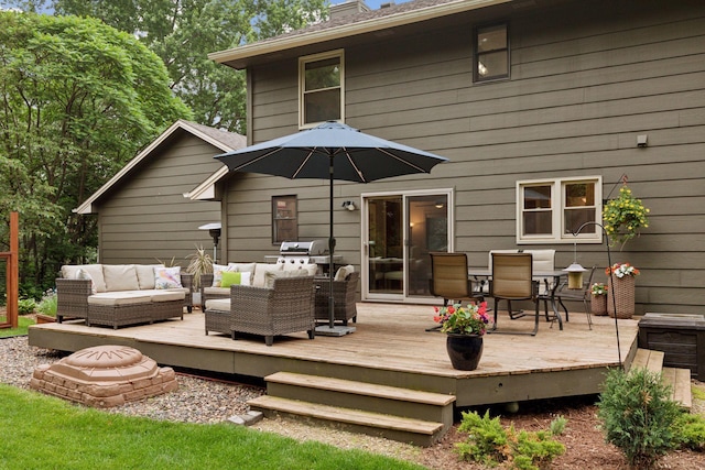 17233 Harrington Way, Lakeville, MN 55044 - rear view of property featuring outdoor lounge area, outdoor dining space, a deck, and a chimney