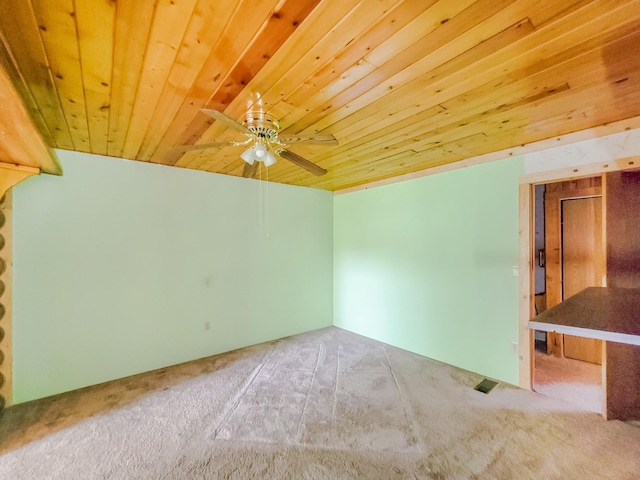 1283 Island Lake Dr NW, Powers Twp, MN 56435 - empty room with carpet, a ceiling fan, and wooden ceiling