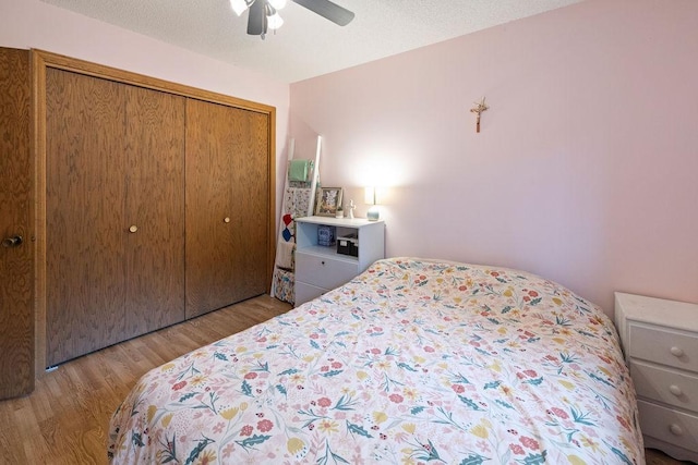 1008 3rd St NE, New Prague, MN 56071 - bedroom featuring light wood-style floors, a closet, and ceiling fan